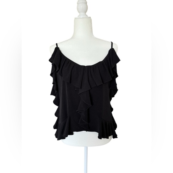 Express Black Cami with Cascading Ruffle Design - Picture 6 of 9